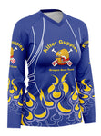 KG Blue-Yellow-Flame Women's Athletic Jersey Long Sleeve