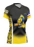 KG Black-Yellow Women's Athletic Jersey Short Sleeve