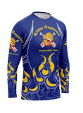 KG Blue-Yellow-Flame Men's Athletic Jersey Long Sleeve