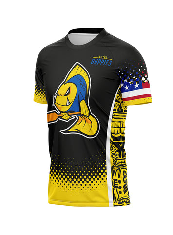 KG Black-Yellow Men's Athletic Jersey Short Sleeve