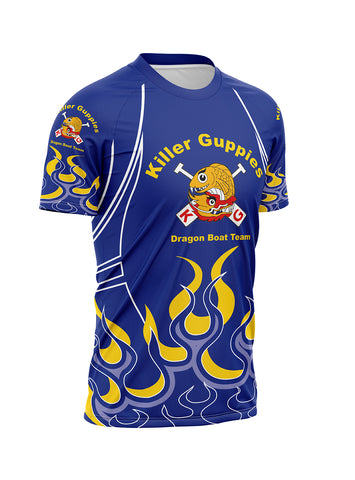 KG Blue-Yellow-Flame Men's Athletic Jersey Short Sleeve